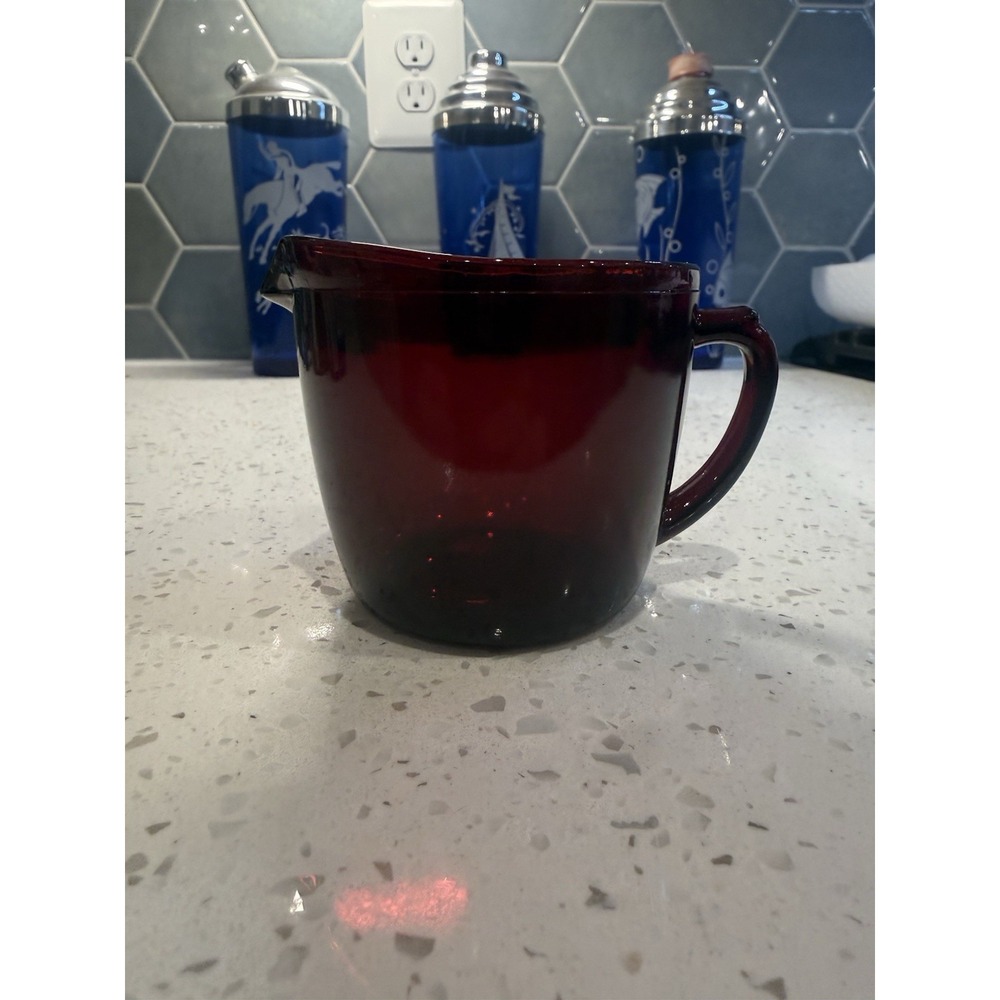 Anchor Hocking Royal Ruby Red Square Flat Creamer Depression Glass